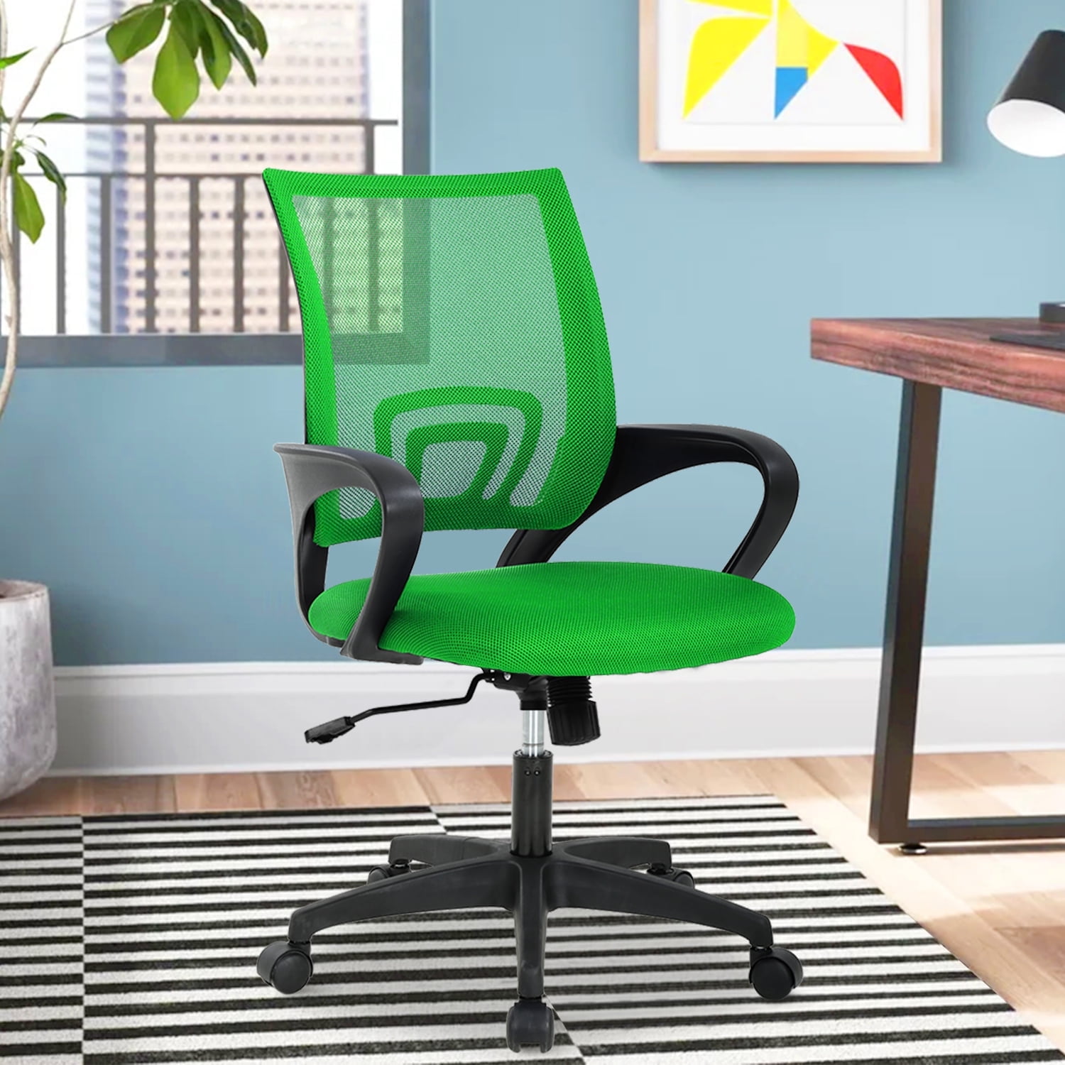 NiamVelo Mesh Office Chair, Mid-Back Home Office Chair Adjustable Ergonomic Desk Chair with Armrest, Rolling Swivel Chair for Adults, Green