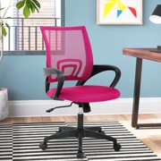 NiamVelo Mesh Office Chair, Mid-Back Home Office Chair Adjustable Ergonomic Desk Chair with Armrest, Rolling Swivel Chair for Adults, Pink