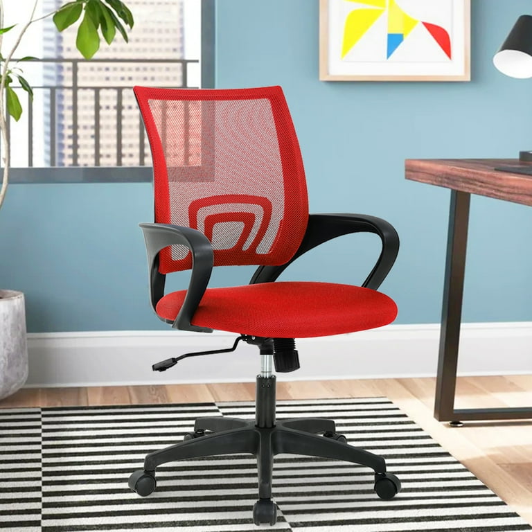 NiamVelo Mesh Office Chair Mid Back Home Office Chair Adjustable Ergonomic Desk Chair with Armrest Rolling Swivel Chair for Adults Red