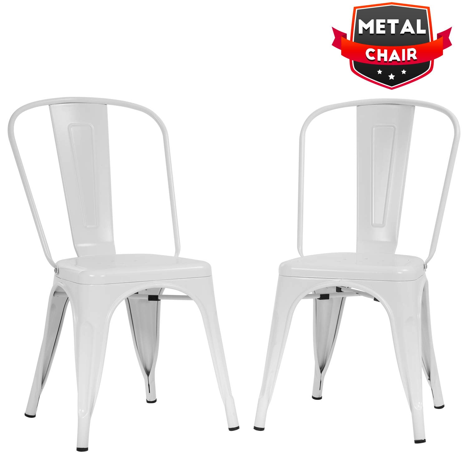 NiamVelo Metal Dining Chairs Set of 2, Indoor/Outdoor Patio Chairs, 18 Inch Stackable Chairs for Kitchen, Restaurant Dining Room ,Café , Bistro Patio （Cream）
