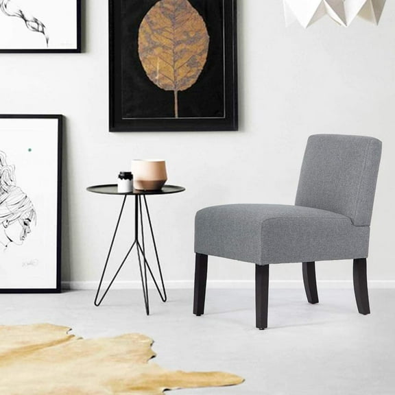 NiamVelo Modern Design Fabric Armless Accent Chair with Solid Wood Legs, Single Sofa Dining Side Chair, Gray