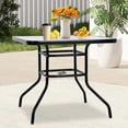 thumbnail image 1 of NiamVelo Outdoor Patio Table with Umbrella Hole 32" Tempered Glass Top Metal Steel Frame Square Patio Table Dining Table, All-Weather Furniture,Black, 1 of 8