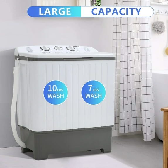 NiamVelo Portable&Automatic Washing Machine 10lbs Capacity Twin Tub Compact Washer with Spin Dryer for Home and Camp,White