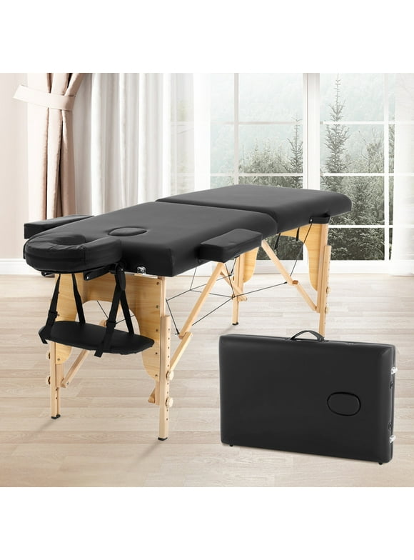 NiamVelo Professional Massage Table Portable Folding Massage Bed 73 inch 2 Fold Height Adjustable Spa Bed W/Carry Case, 450 LBS, Black