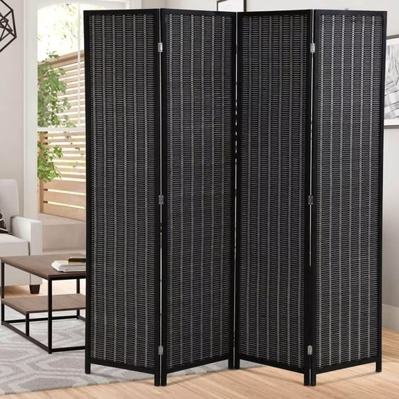 NiamVelo Room Divider 4 Panel Folding Screen Partitions, Freestanding Privacy Screen Partition Wall Tall Room Divider, Black