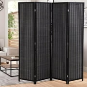 NiamVelo Room Divider 4 Panel Folding Screen Partitions, Freestanding Privacy Screen Partition Wall Tall Room Divider, Black
