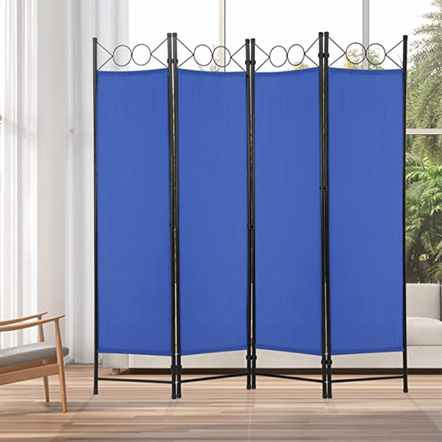 NiamVelo Room Dividers Folding Privacy Screens 4 Panel Portable Privacy Partition for Home Office Bedroom, Blue