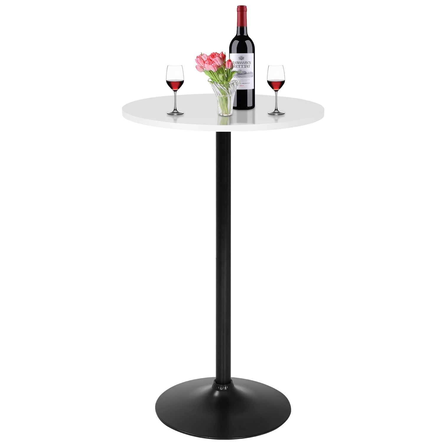 NiamVelo Round Bar Table 40"Height Pub Table with Metal Base& MDF Tabletop Cocktail Table for Bistro, Home, Kitchen or Dining Room （White）