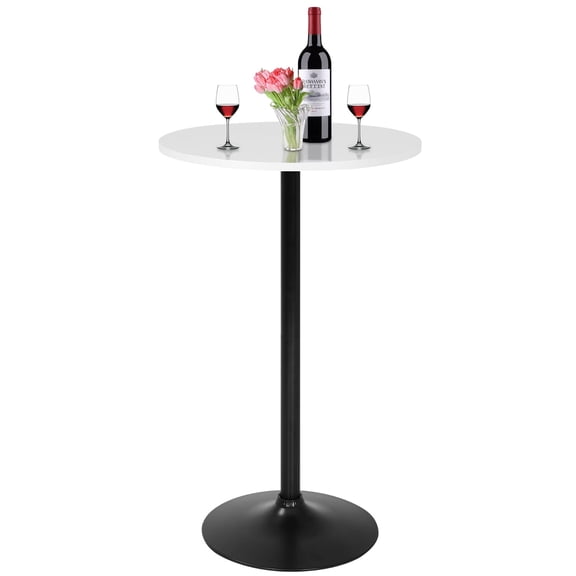NiamVelo Round Bar Table 40"Height Pub Table with Metal Base& MDF Tabletop Cocktail Table for Bistro, Home, Kitchen or Dining Room (White)