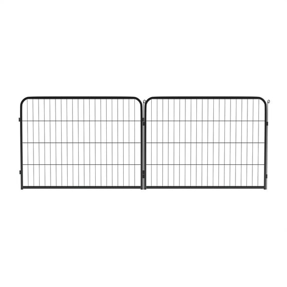 NiamVelo Small Dog Playpen, 2 Panels 24" Height Dog Fence for Small Dogs Pets, Puppy Playpen Exercise Pen Metal Dog Kennel for Indoor& Outdoor(Black)