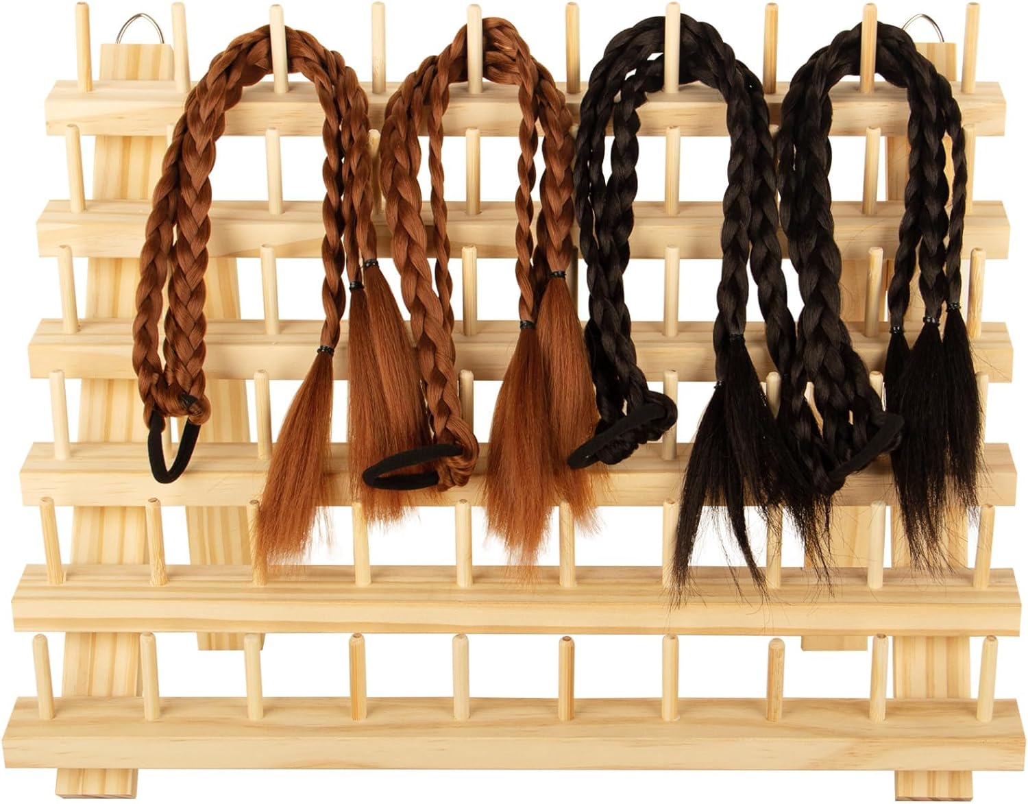 Nian Feng Braiding Hair Rack Stand for Hair Stylist, Wooden Thread