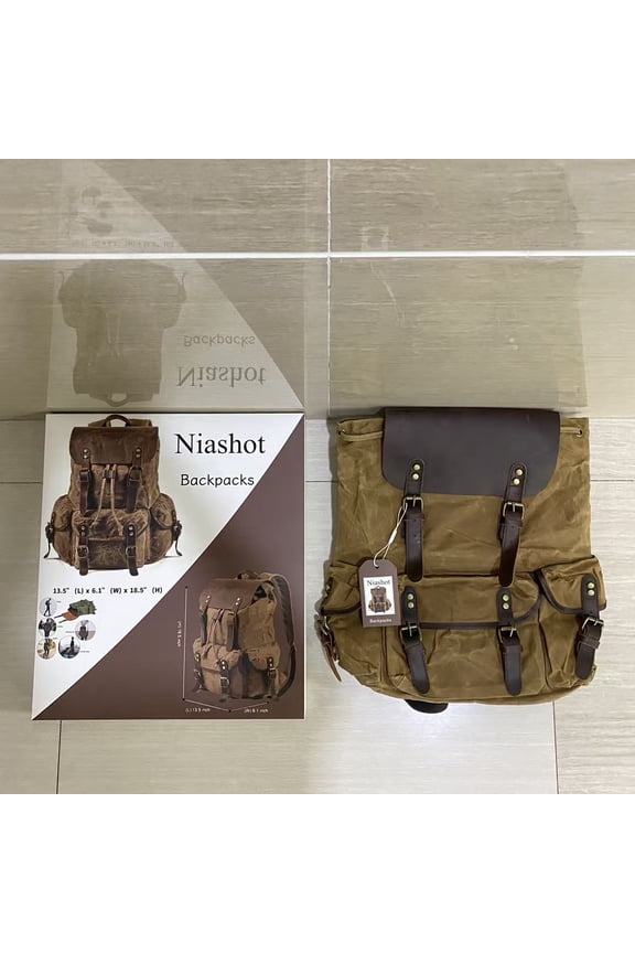 Haversacks,Backpack for Men, Waxed Canvas Shoulder Rucksack Carry-On Travel Backpack