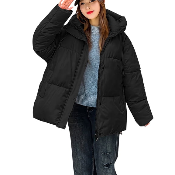 Niaviben Baggy Jacket Women's Winter Jackets Long Jackets for Women Winter Coats Puffer Jacket Womens Women Jacket Ladies Jackets Black M