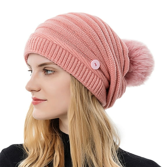 Niaviben Brimless Hat Knit Hat No Brim Hats for Men Mens Skull Cap Warm Ear Protection Knitted Hat Funny Hats for Men Hats for Women Pink One Size