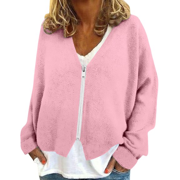 Niaviben Button Up Cardigan Loose Cardigan Chunky Cardigan Sweaters for Women Winter Coat Woman Coat Long Sweater Cardigan Women Knit Sweater Light Pink L