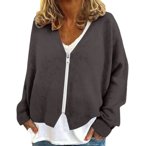Niaviben Button Up Cardigan Loose Cardigan Chunky Cardigan Sweaters for Women Womens Winter Coats Womens Coats Crop Cardigan for Women's Winter Coat Dark Gray 2XL