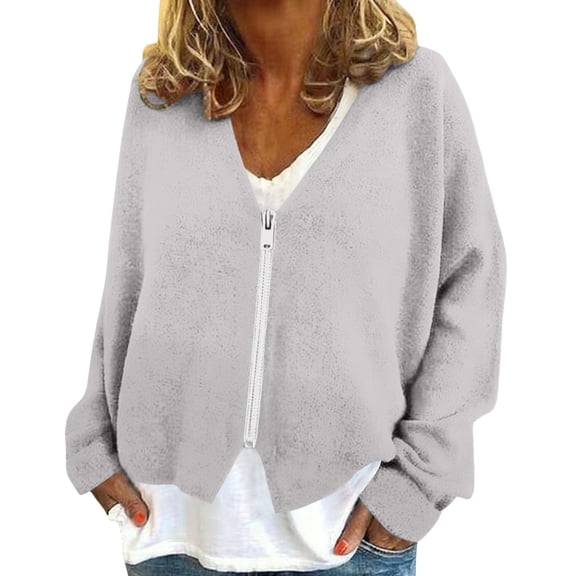 Niaviben Button Up Cardigan Loose Cardigan Chunky Cardigan Sweaters for Women Womens Coats Women's Coat Women Coats for Women Light Ash L