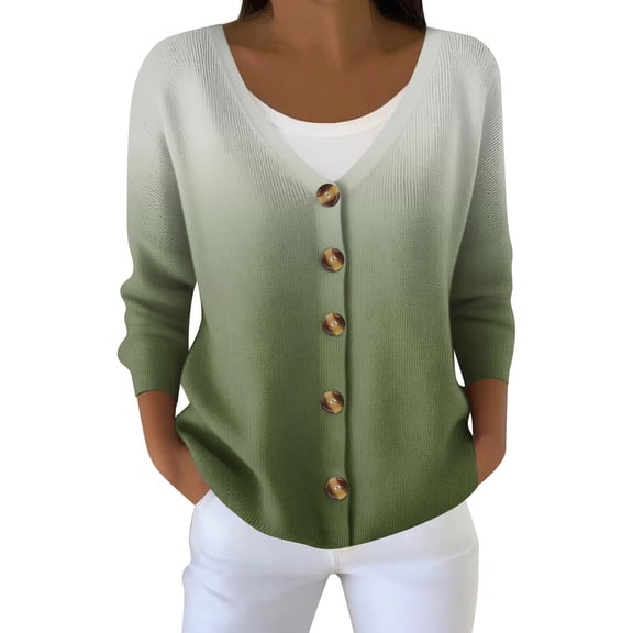 Niaviben Button Up Cardigan Loose Cardigan Thermal Sweater for Women Coat Womens Coats Womens Cardigans Lightweight Cardigans for Women Green L