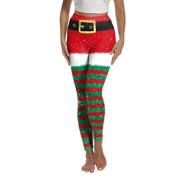 Niaviben Christmas Leggings for Women Striped Leggings High Waisted Leggings for Women Athletic Leggings for Women Pants Womens Women Pants Casual Comfy Womens Pants Mint Green L
