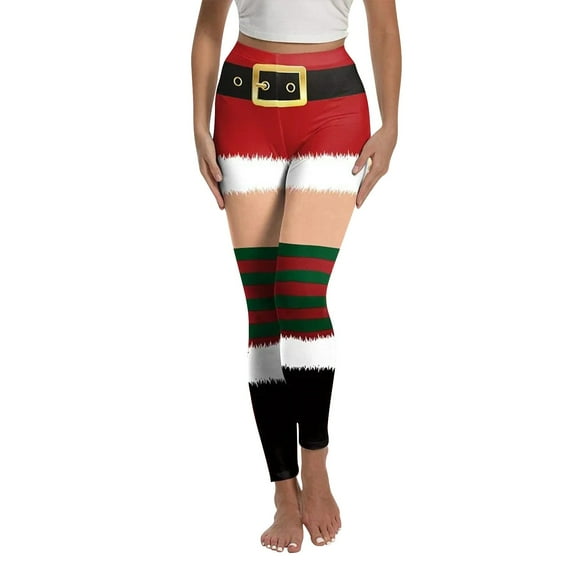 Niaviben Christmas Leggings for Women Striped Leggings High Waisted Leggings for Women Work Pants Dressy Pants Tummy Control Leggings for Women Red M