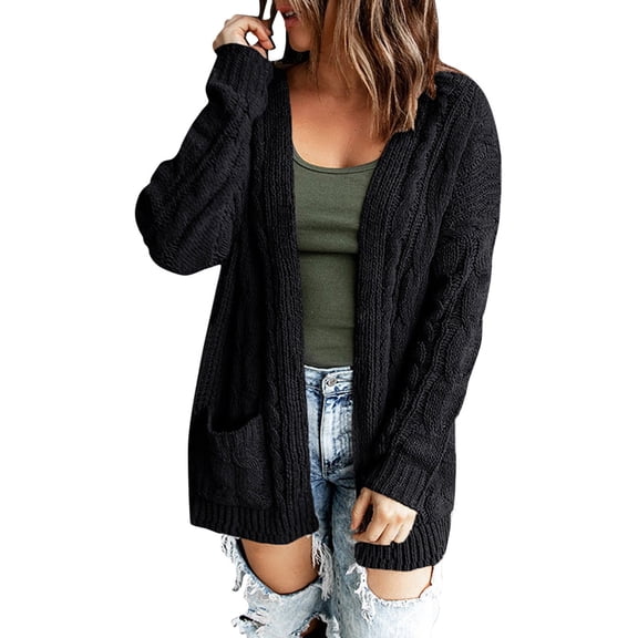 Niaviben Crochet Cardigan Long Cardigans for Women Loose Cardigan Women Jacket Women Sweaters Cardigan Jackets for Women Black M