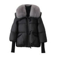 thumbnail image 1 of Niaviben Cropped Puffer Jacket Women's Thickened Down Jacket Long Puffer Coat Women Puffy Coats for Women Womens Winter Jacket Womens Lightweight Jacket Womens Winter Jackets Black L, 1 of 7