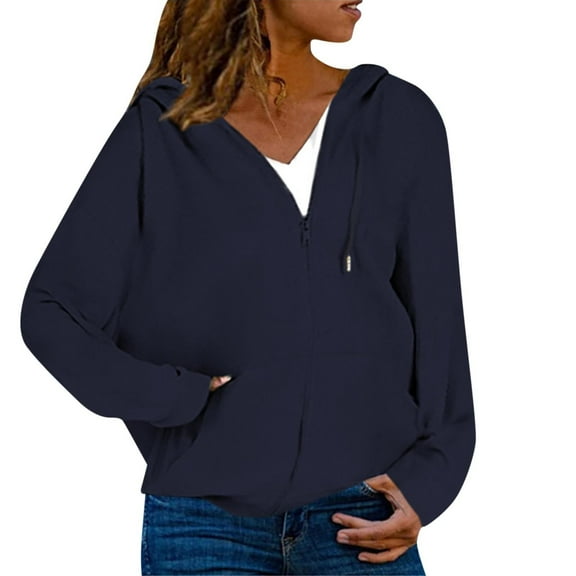 Niaviben Fall Hoodies Zip Up Hoodie Women Comfrt Hoodie Women's Coats Womens Hoodie Womens Zip Up Sweatshirt Long Hoodies for Women Blue 5XL