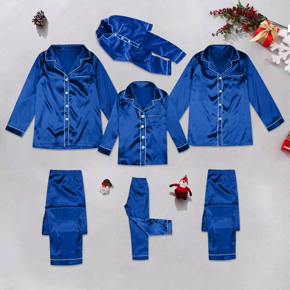 Niaviben Family Christmas Pajamas Matching Sets Silk Christmas Pajamas for Family Christmas Onesie for Family Matching Family Christmas Pajama Sets Family Matching Pajamas Christmas Blue 3M