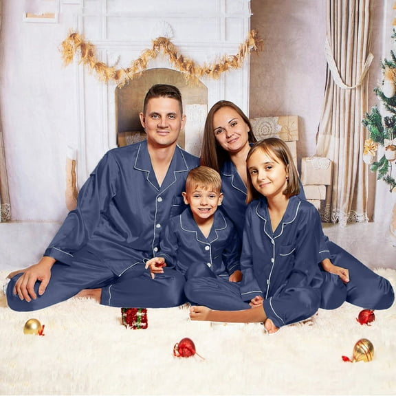Niaviben Family Pajamas Matching Sets Silk Family Pajamas Silk Pajama Set Family Christmas Pajama Sets Christmas Family Pjs Matching Sets Family Pajama Sets Christmas Navy 3Y