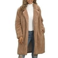 thumbnail image 1 of Niaviben Faux Fur Jacket Fuzzy Fleece Jacket Women Pea Coats for Women Long Women's Winter Coat Women's Coats Jackets for Women Trendy Women Shirts Casual Khaki S, 1 of 9