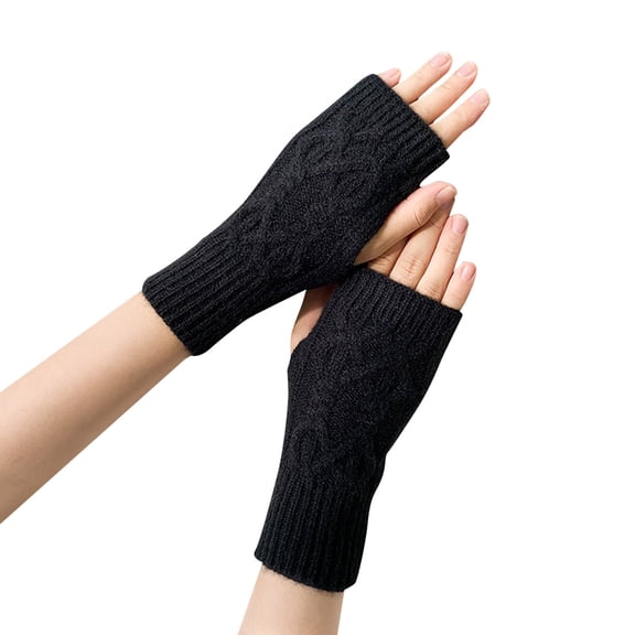 Niaviben Fingerless Gloves for Women Mens Gloves Winter Gloves for Women Long Gloves Thermal Gloves for Women Knit Gloves Wrist Warmers Black One Size