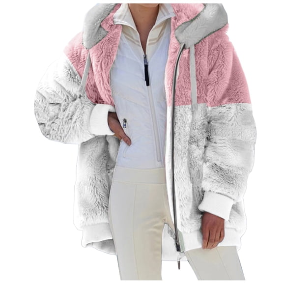 Niaviben Fleece Jacket Women Full Zip Thick Hoodie Womens Winter Coats Coat for Women Fall Hoodies for Women Hoodie for Women Womens Sweatshirts Trendy Pink 2XL