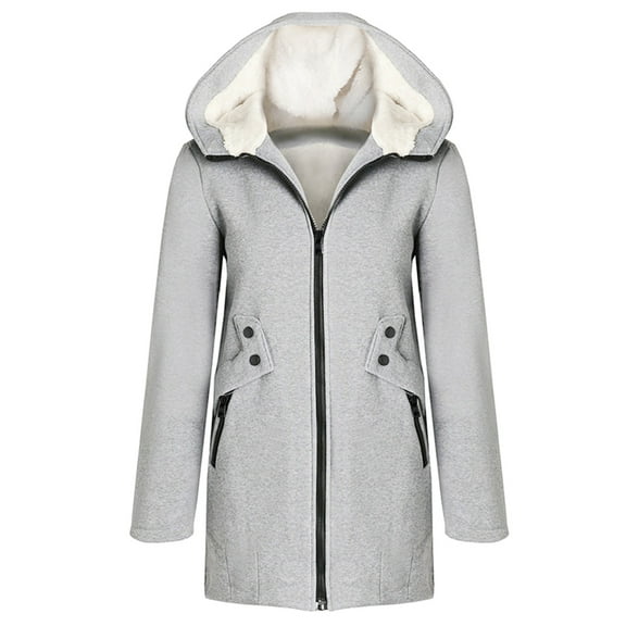 Niaviben Fleece Lined Sweatshirt Women Warm Jackets for Women Womens Winter Coats Zip Up Jackets for Women Hoodie for Women Sweatshirt Womens Sweatshirts Trendy Gray S