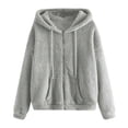 thumbnail image 1 of Niaviben Fleece Sweatshirts for Women Comfrt Hoodie Zip Up Jacket Ladies Sweatshirts Womens Fall Jackets Women Jacket Women Zip Up Hoodie Gray L, 1 of 6