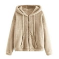 thumbnail image 1 of Niaviben Fleece Sweatshirts for Women Comfrt Hoodie Zip Up Jacket Womens Jackets Women's Jackets Women's Hoodies Womens Hoodie Beige L, 1 of 6