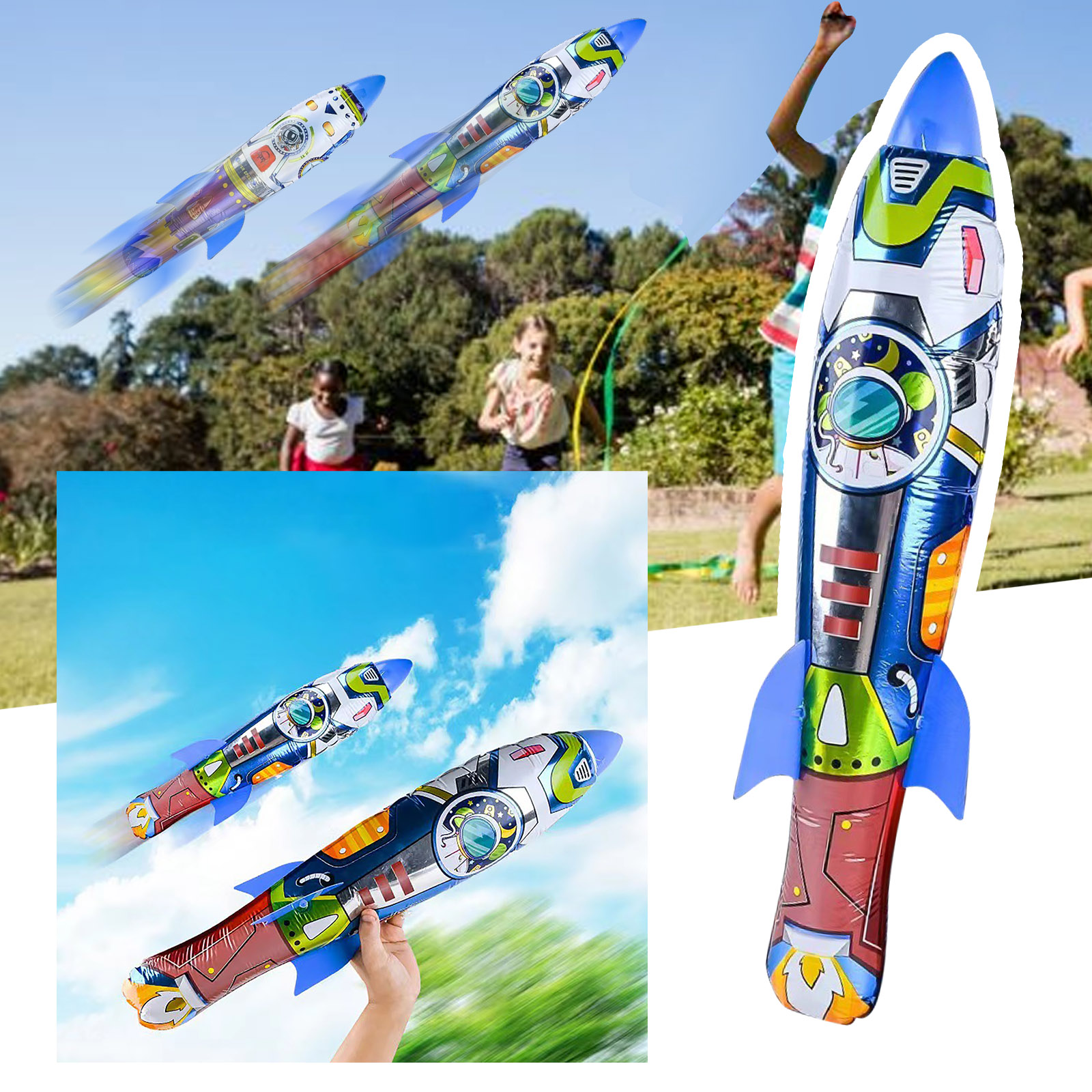 Niaviben Inflatable Toy Inflatable Rocket Outdoor Flying Toy Nylon Film ...