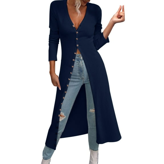 Niaviben Knit Cardigan Long Cardigans for Women Floor Length Cardigans for Women Womens Cardigans Womens Cardigan Sweaters Womens Cardigan Shirts for Women Dressy Casual Navy S