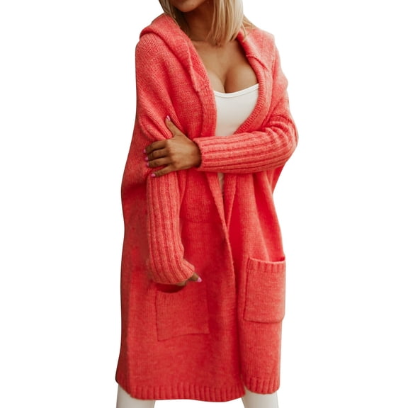 Niaviben Knit Cardigan Long Cardigans for Women Hooded Cardigan for Women Sweaters for Women's Cardigan Long Sweaters for Women Plus Size Cardigan Red S