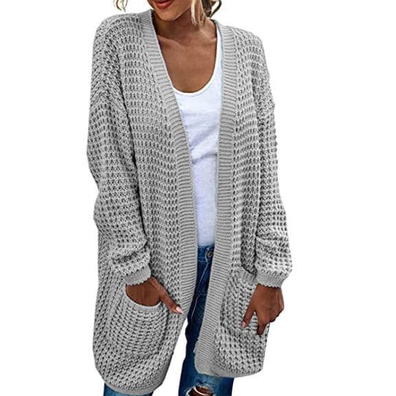Niaviben Knit Cardigan Long Cardigans for Women Long Sleeve Cardigan for Women Ladies Jackets Crop Cardigan for Women Womens Shirts Dressy Casual Women's Casual Jackets Gray M