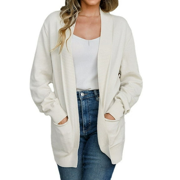 Niaviben Knit Cardigan Long Cardigans for Women Loose Cardigan for Women Lightweight Cardigans for Women Cardigan Sweaters for Women Chunky Cardigan White XL