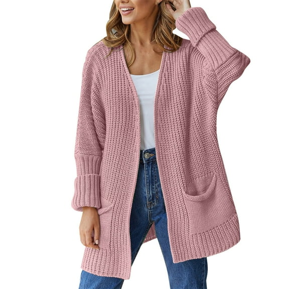 Niaviben Knit Cardigan Long Cardigans for Women Loose Cardigan Women's Cardigans Sweaters for Women Shirts Casual Winter Jackets for Women Pink S