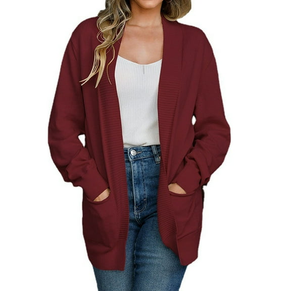 Niaviben Knit Cardigan Long Cardigans for Women Loose Cardigan Womens Cardigans Fall Cardigan Women's Jacket Women Shirts Casual Red M
