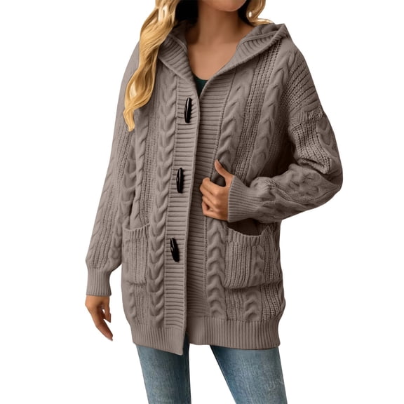 Niaviben Knit Cardigan Sweaters for Women Fall Cardigans for Women Winter Knit Sweater for Women Womens Sweater for Women Womens Sweaters Winter Coffee 2XL