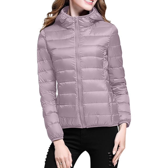 Niaviben Lightweight Puffer Jacket Women Puffer Jacket Womens with Hood Cropped Puffer Jacket Women Womens Coats Winter Womens Puffer Jacket Womens Jackets Casual Purple S