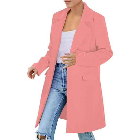 Niaviben Long Blazers for Women Womens Blazers for Work Casual Long Jackets for Women Trendy Women Blazers Casual Jackets for Women Blazer for Women Womens Suit Jacket Pink M