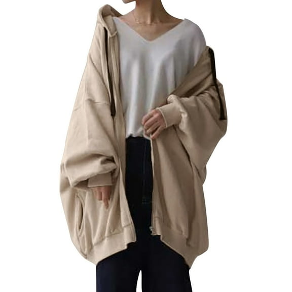 Niaviben Long Hoodies for Women Zip Up Oversized Hoodies Lightweight Sweatshirts for Women Jackets for Women Casual Women's Jackets Womens Winter Coat Athletic Jacket Women a L