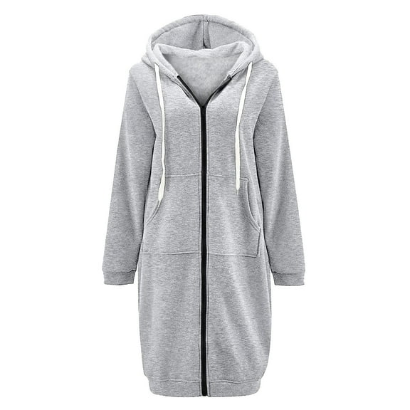 Niaviben Long Hoodies for Women Zip Up Comfrt Hoodie Fall Jacket Hoodies for Women Zip Up Hoodies Jackets for Women Trendy Hoodies Gray L