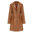 thumbnail image 1 of Niaviben Long Leather Coats for Women Womens Fall Jackets Windproof Jacket Women Jackets Womens Shirts Dressy Casual Women Lightweight Jacket Womens Windbreaker Brown M, 1 of 3