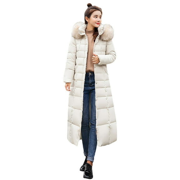 Niaviben Long Puffer Coat Women Puffer Jacket Womens with Hood Warm Winter Coats for Women Puffy Coats for Women Womens Puffy Jackets Puffer Jacket Women Long Puffy Coat Women White 2XL
