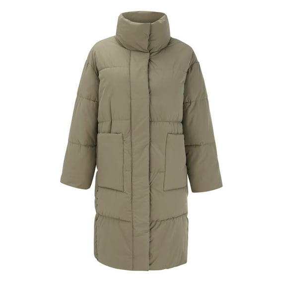 Niaviben Long Puffer Coat Women's Thickened Down Jacket Womens Puffy Jackets Puffer Jacket Womens Women Shirts Casual Winter Coat for Women Warm Jackets for Women Khaki M